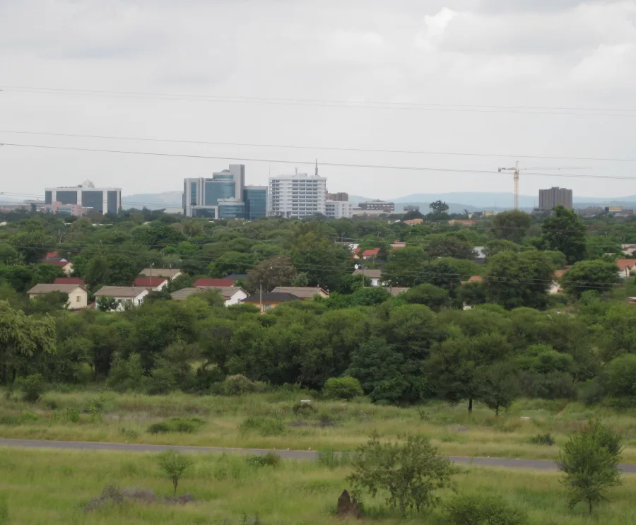 The Gaborone skyline beyond the bush