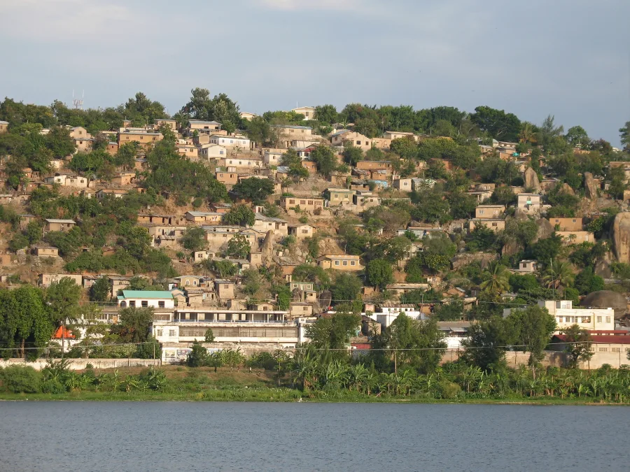 Hillside homes of Mwanza above Lake Victoria
