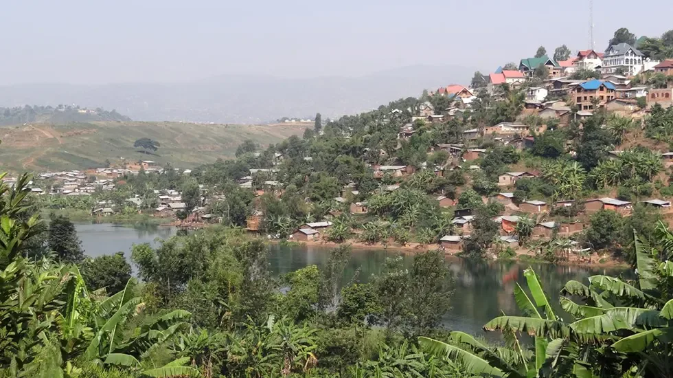 Hillside homes above the water in Cyangugu, Rwanda