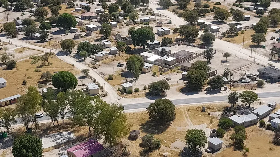 An aerial view over Maun, Botswana, where this Okavango Delta fly-in safari begins.