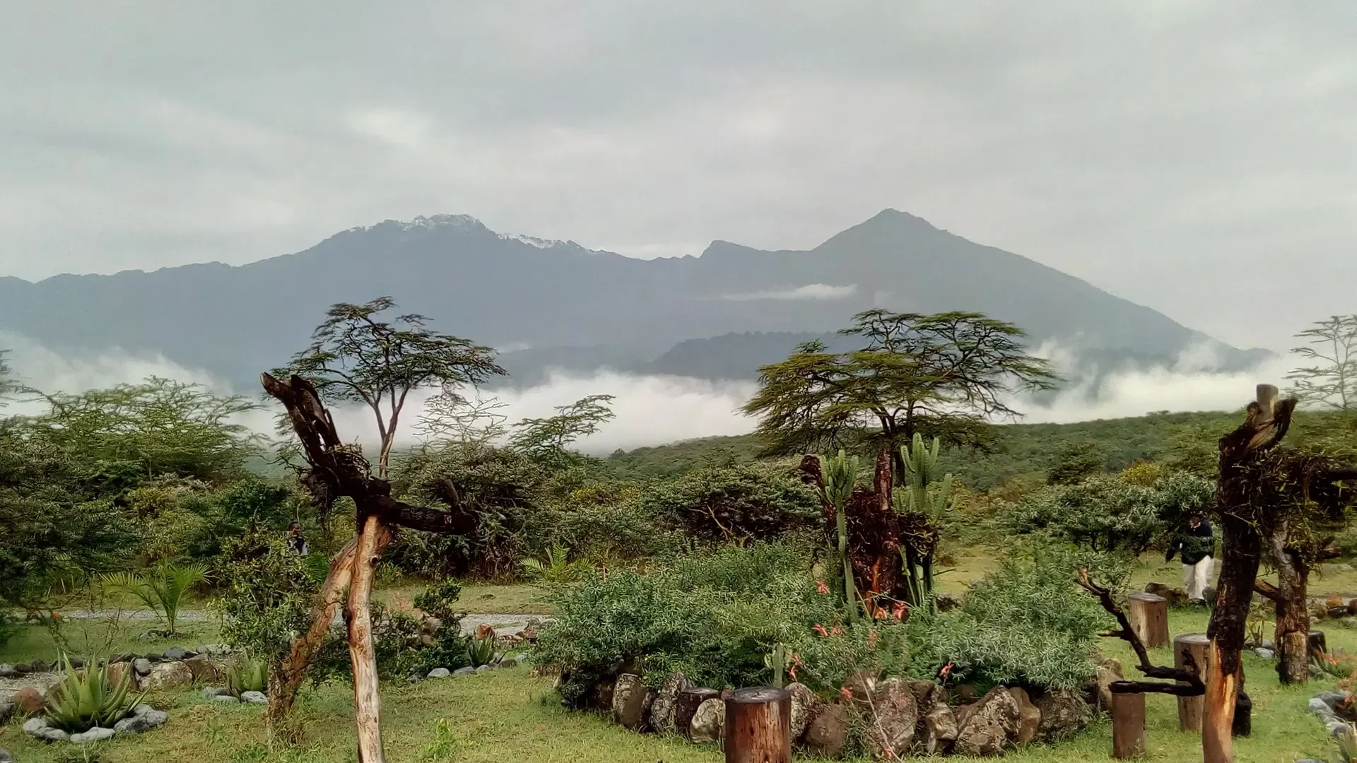 Clouds settle over the hills of Meru National Park in Kenya.