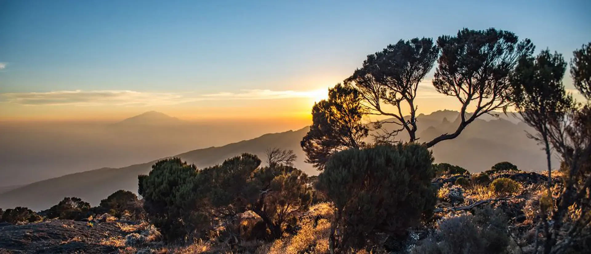 Sunrise over the ridges of Mount Kilimanjaro on the Machame Route, Tanzania