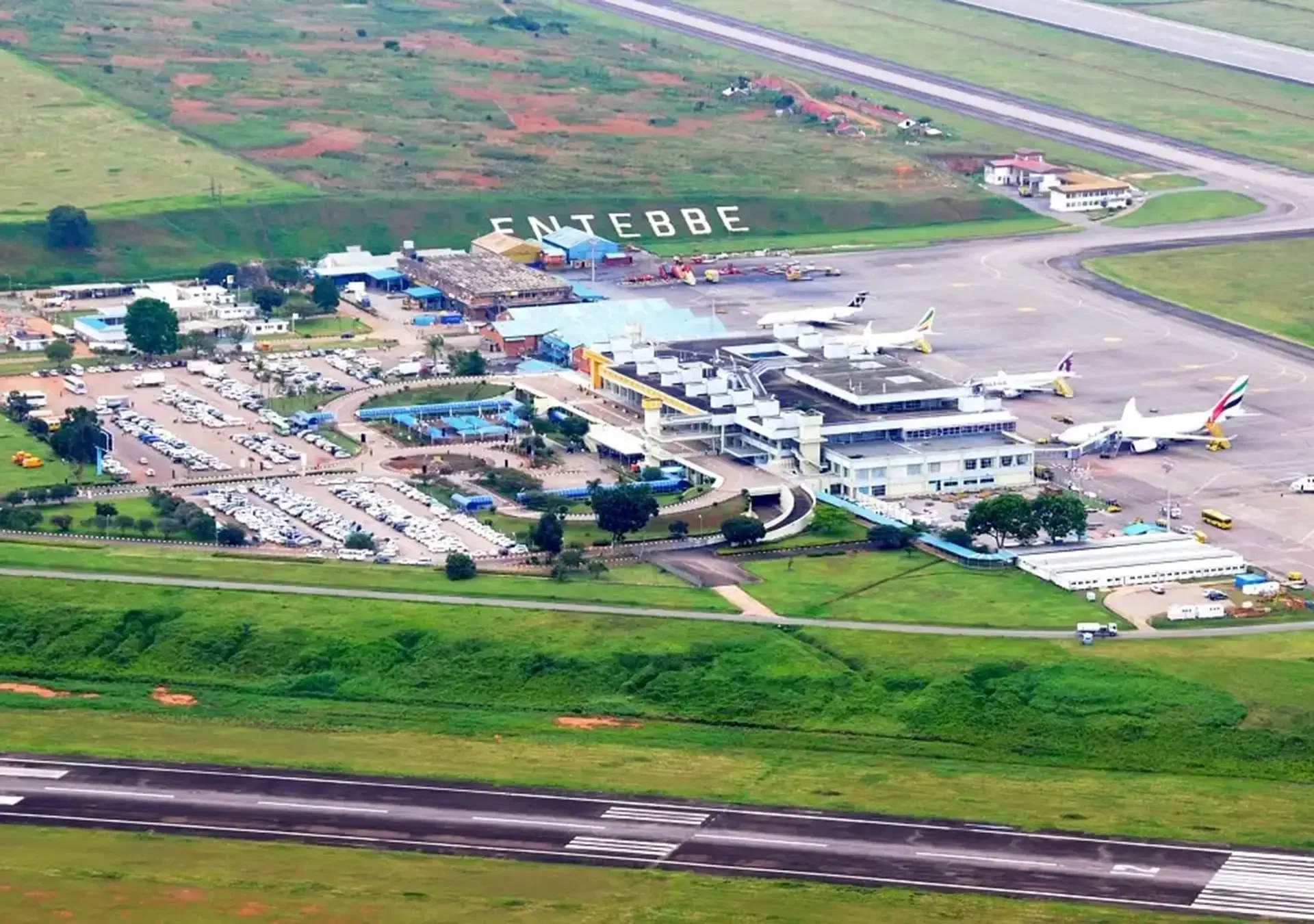 Entebbe International Airport in Uganda, where this 13-day safari begins.