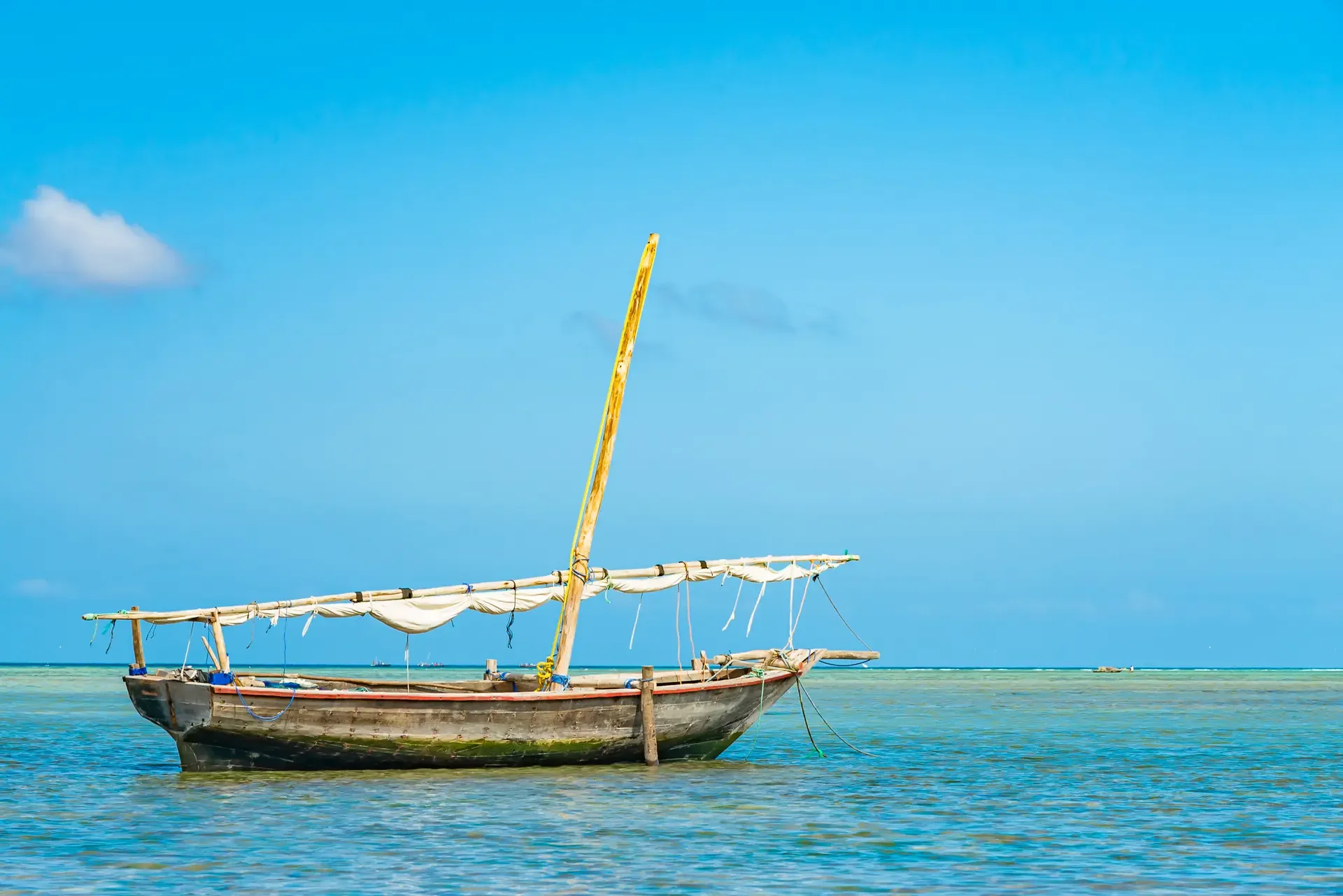 Fishing ship water indian ocean low tide Zanzibar Tanzania