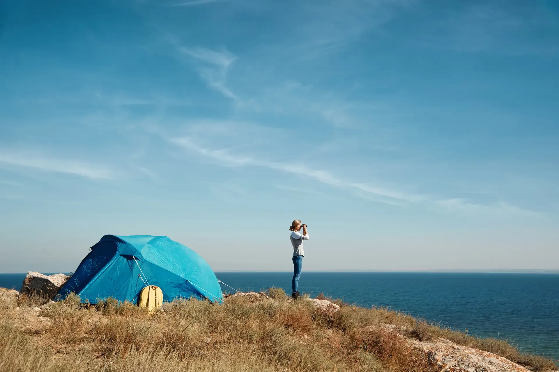 Scanning the horizon from camp on a clear day